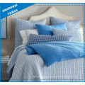 Blue Lines Printed Polyester Quilted Bedspread Set